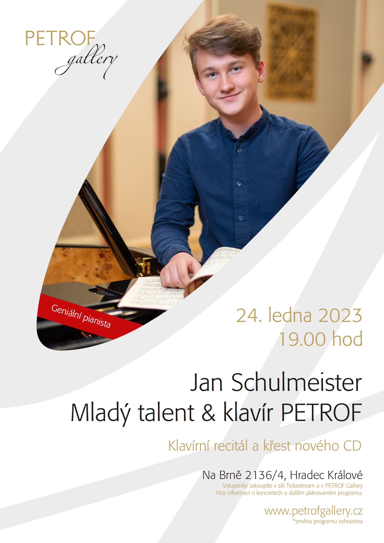 Mladý talent Jan Schulmeister & klavír PETROF